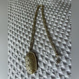 Kendra Scott Rae Chain Pendant Necklace Gold Plated Filigree Statement Drop